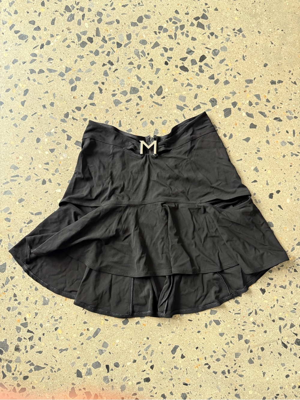Thierry Mugler Black Ruffled Mini Skirt with M Buckle